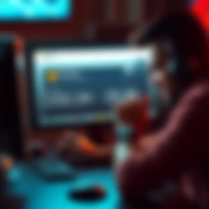 A frustrated player looking at a computer screen displaying a pending Bitcoin transaction, with a clock showing the time, symbolizing a 24-hour wait for redemption.