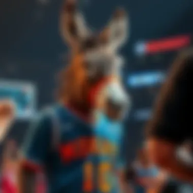 DennyTheDonkey Competing in March Madness DennyTheDonkey in a basketball jersey, facing off against top bettors in an exciting March Madness event