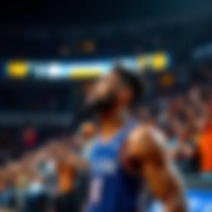 Devin Booker standing on the court with fans in the background, showing appreciation after a game