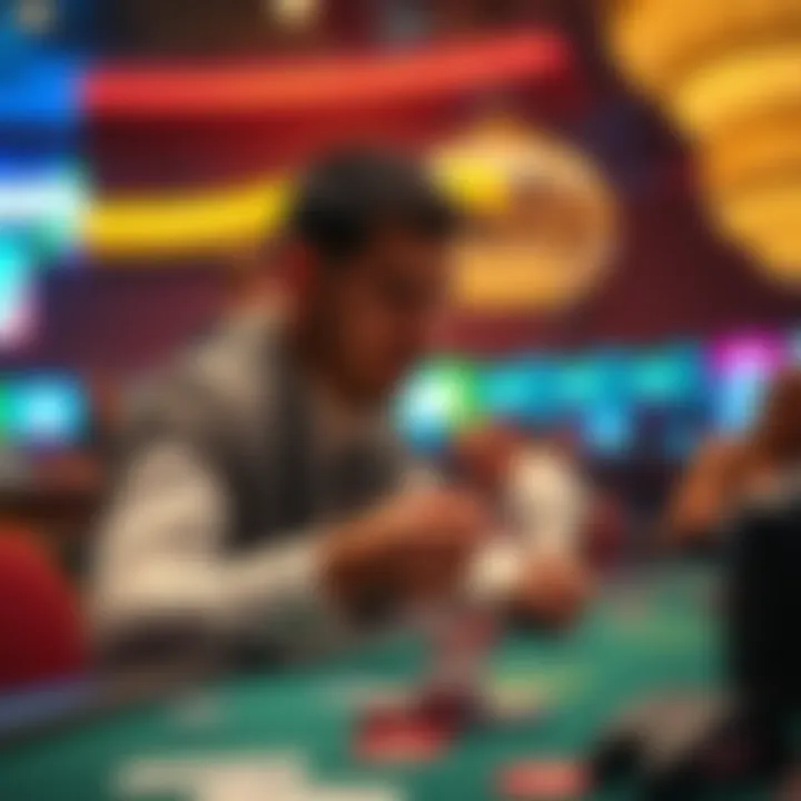 Devin Booker Gambling Devin Booker at a casino table with chips in hand, looking focused while gambling.