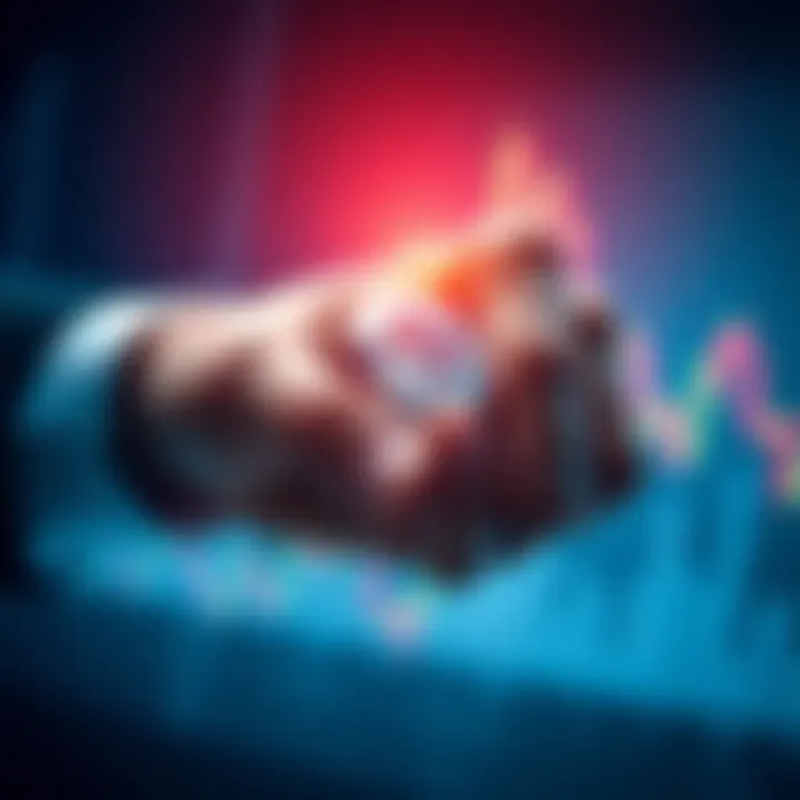 Diamond Hands Trading Concept A visual representation of the term 'Diamond Hands' in finance, showing a hand gripping a diamond tightly with a stock market chart in the background, symbolizing commitment and confidence in investme...