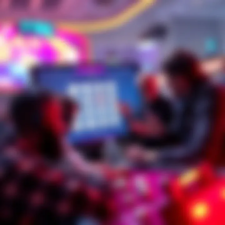 Players discussing fairness issues in Dice Extreme game while looking at dice patterns on a screen