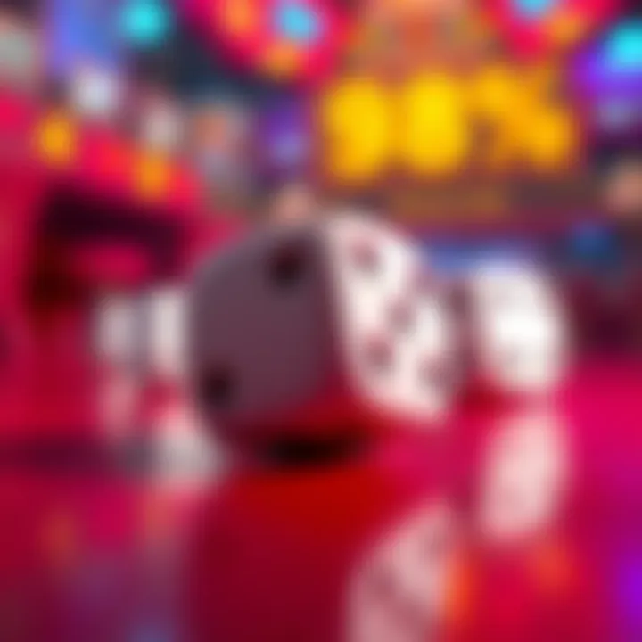 A close-up of dice landing on high numbers, symbolizing a 98% success rate in gaming investment