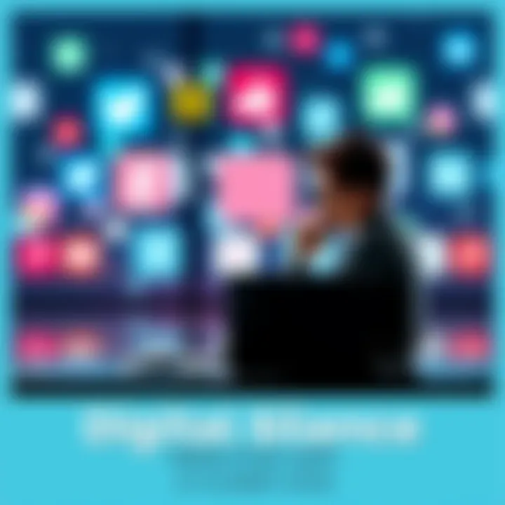 A person sitting in front of a laptop, contemplating whether to post online or stay silent, with social media icons blurred in the background.
