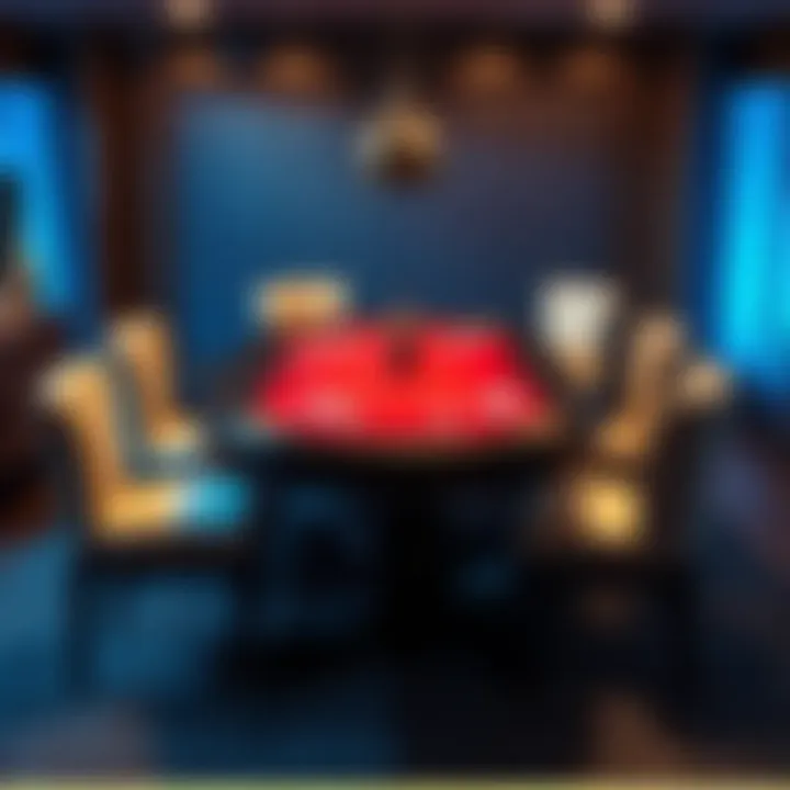 A dining table with felt surface and poker rail, illustrating the transformation for gaming and dining purposes