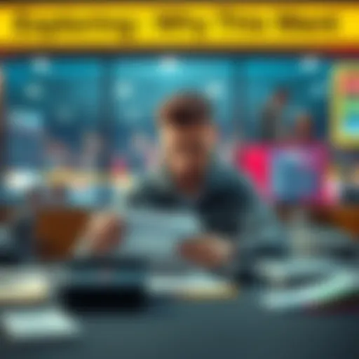 A person sitting at a table, looking at a betting slip with a disappointed expression, surrounded by other betting materials.