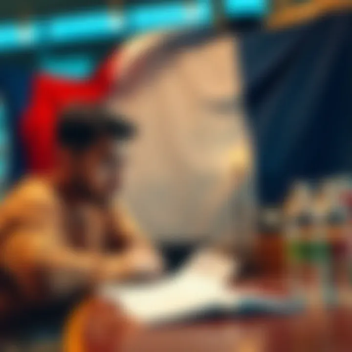 Person looking disappointed at a betting slip Individual sitting at a table, staring sadly at a betting slip with a French flag in the background, reflecting the emotional impact of a lost bet on sports outcomes.