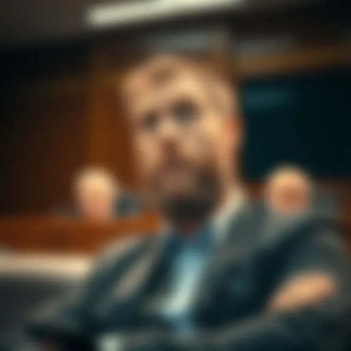 Disappointed man in court A man looks frustrated while sitting in a courtroom, feeling let down by a recent ruling about his earnings.