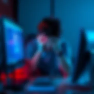Disappointed person closing account A frustrated user shutting down their account on a computer, reflecting dissatisfaction with Stake's monthly rewards.