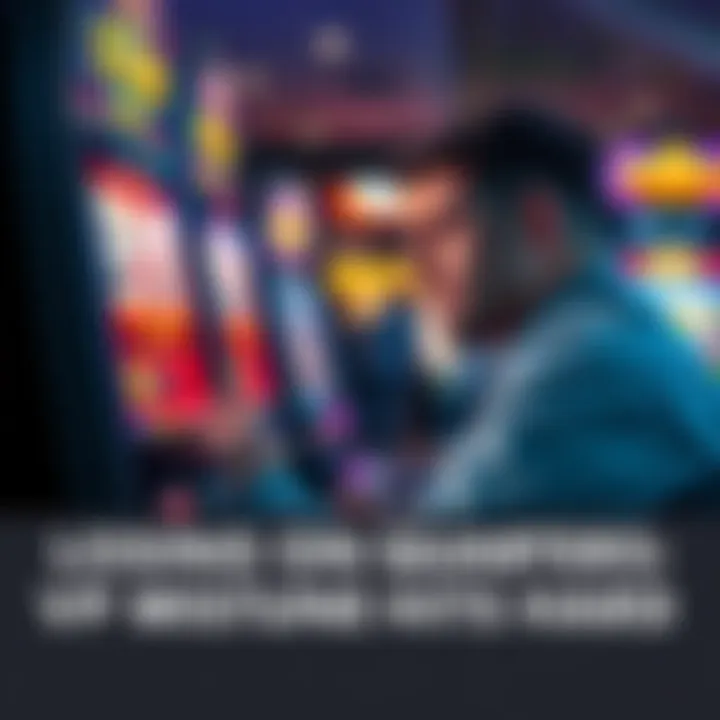 A frustrated player sits at a video poker machine, looking upset after losing money, with dollar and quarter bets visible on the screen.