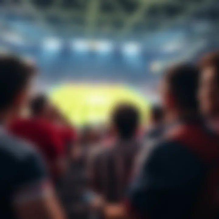 A group of soccer fans showing disappointment while watching a Portugal match on a large screen