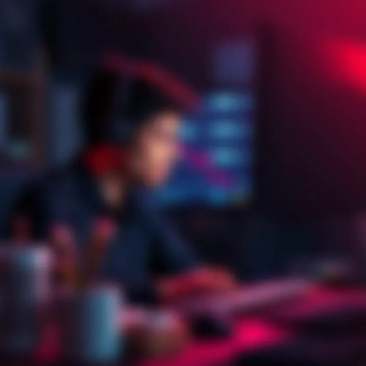 A person sitting at a desk, looking frustrated at their computer screen showing declining bonus values.