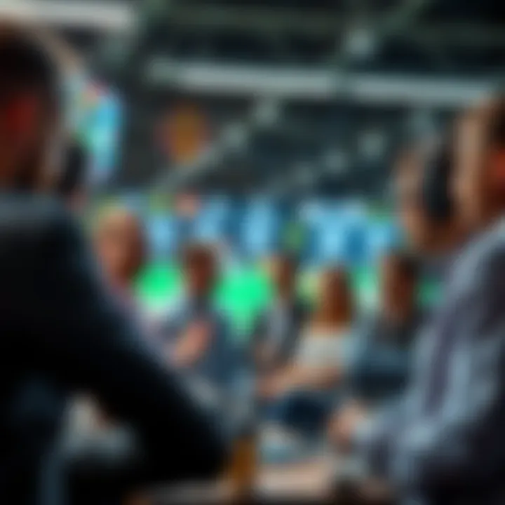 Group of people discussing sports picks and betting tips in a lively setting