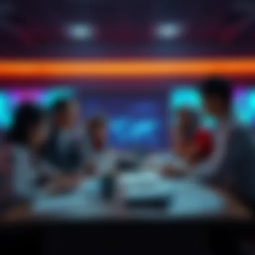 Discussion about Underdog's actions People debating the recent moves of Underdog with charts and articles on a table