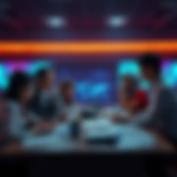 Discussion about Underdog's actions People debating the recent moves of Underdog with charts and articles on a table