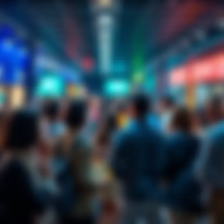 A diverse group of people engaging in conversation about current issues in a public setting.