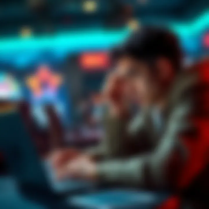 A frustrated poker player facing issues on a laptop, symbolizing location service disruptions at PokerStars and FanDuel.