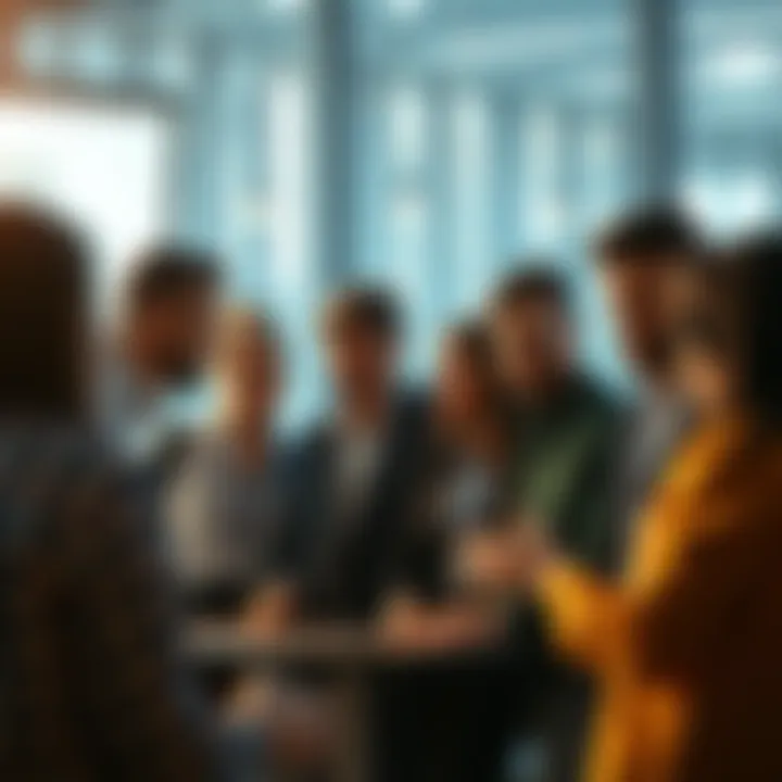 A group of people engaged in a heated discussion about change and stability in a modern setting.