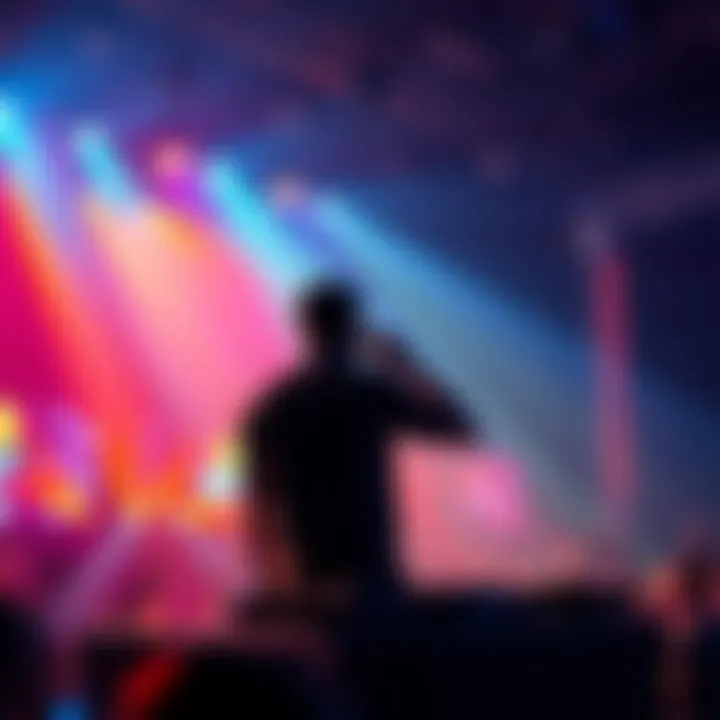 DJ DF performing with lights DJ DF on stage with colorful lights and the crowd enjoying the performance