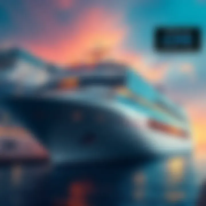 Unexpected Costs of DK 'Free' Cruise A cruise ship with additional fees listed nearby, highlighting hidden costs for travelers.