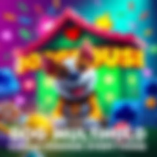 A colorful illustration showing exciting updates in the Dog House MultiHold game with gaming symbols and a dog character, highlighting player engagement