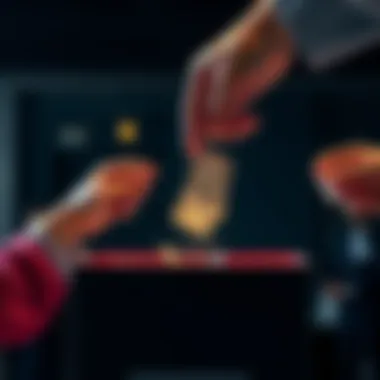 A group of hands dropping money into a donation box, symbolizing generosity and the act of giving.