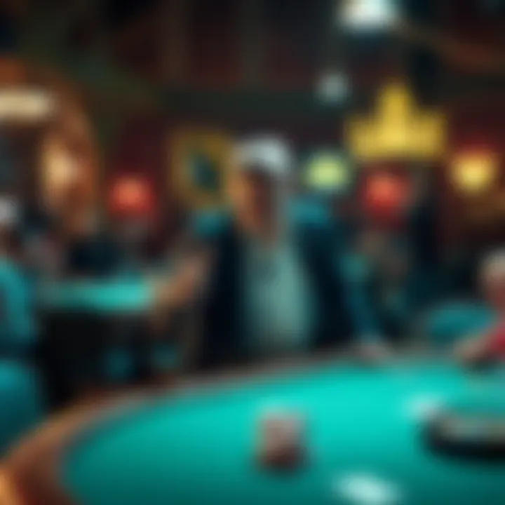 Doug Polk leaving The Lodge, with poker tables and fans in the background
