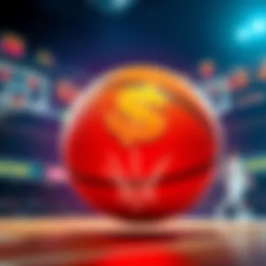 A graphic showing a basketball with a dollar sign and three-pointer shots being made, representing the DraftKings promo offer