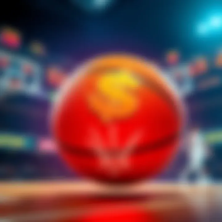 A graphic showing a basketball with a dollar sign and three-pointer shots being made, representing the DraftKings promo offer