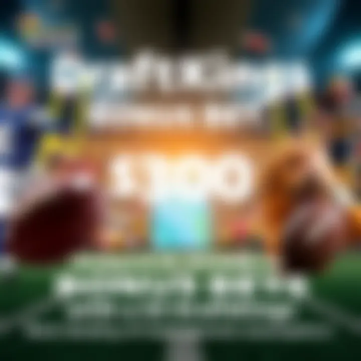 A graphic showing a $5 bet leading to $300 in bonus bets on DraftKings, with sports imagery in the background.