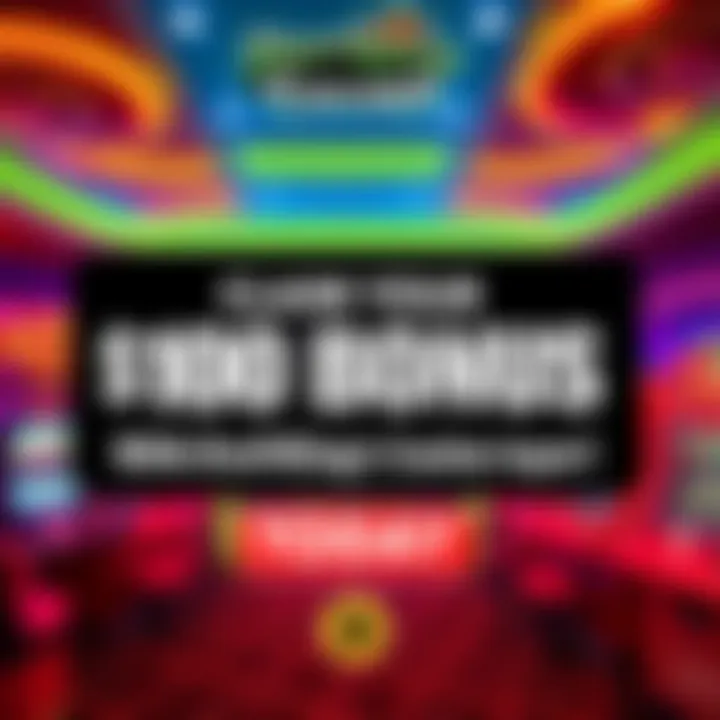 A promotional image featuring a colorful casino with various games and a bold text highlighting a $100 bonus for new players signing up.