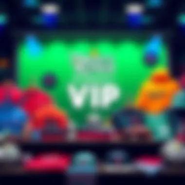 DraftKings Dynasty VIP Merchandise A variety of DraftKings merchandise including shirts, hats, and accessories in a colorful display, representing exclusive VIP items