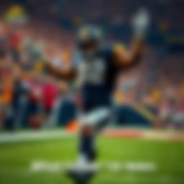 A football player celebrating a touchdown with fans in the background, symbolizing the excitement of betting and winning at DraftKings.