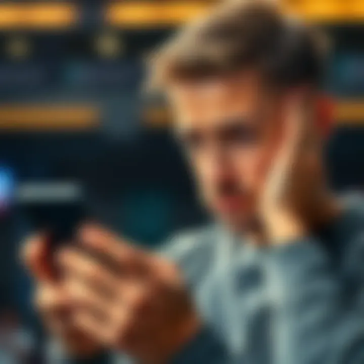 A frustrated DraftKings user reviewing a phone with the DraftKings app open, showing confusion about ESPN's claims on Michigan.