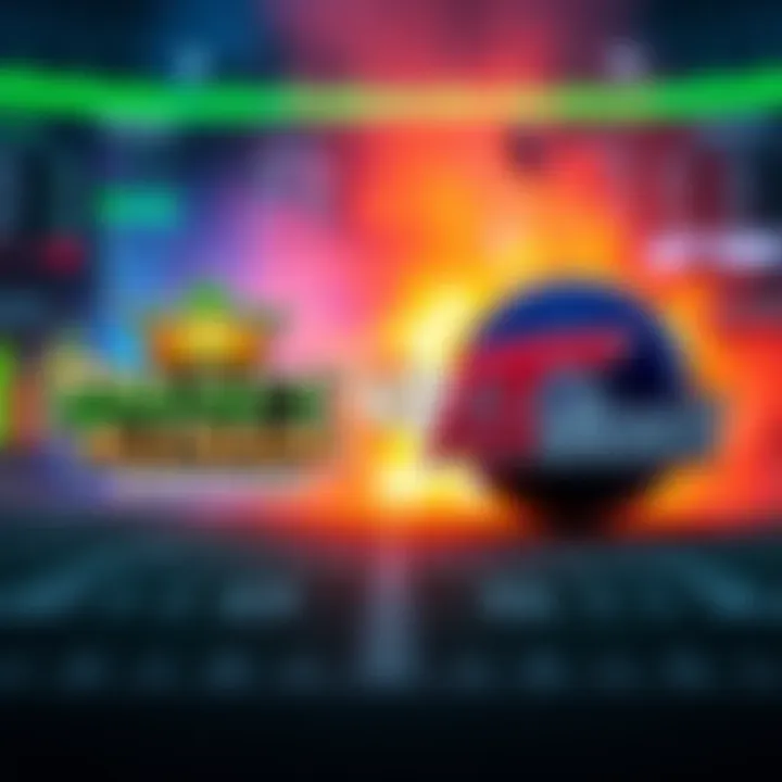 A visual comparison of Draftkings and Fanduel logos with betting graphics in the background