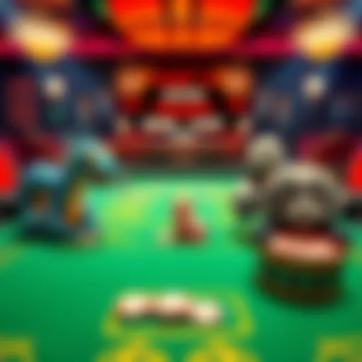 A baccarat table showing dragon and panda bet options with colorful chips