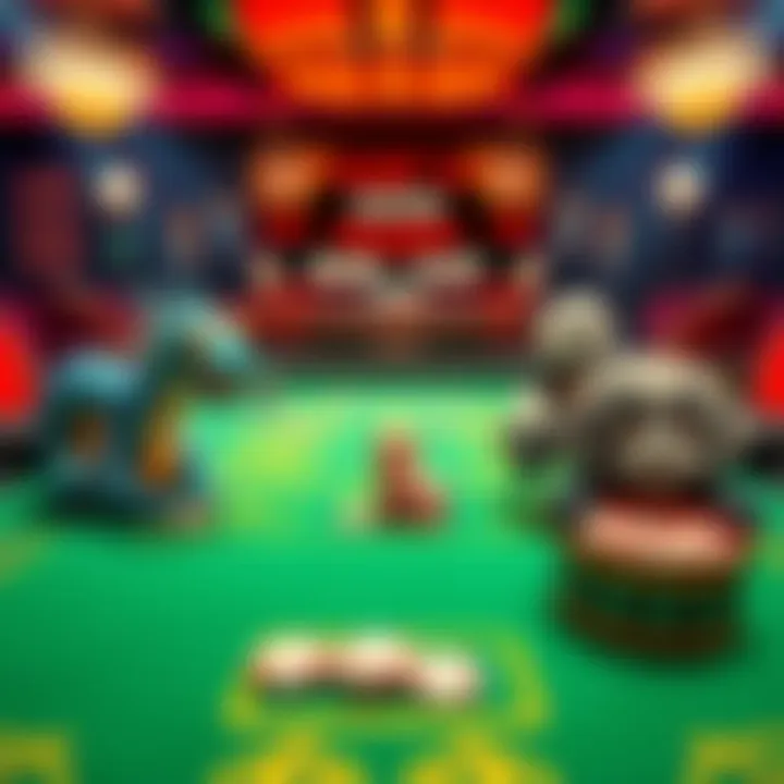 A baccarat table showing dragon and panda bet options with colorful chips