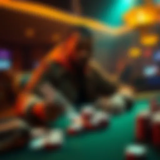 Drake playing poker with chips and cards on the table