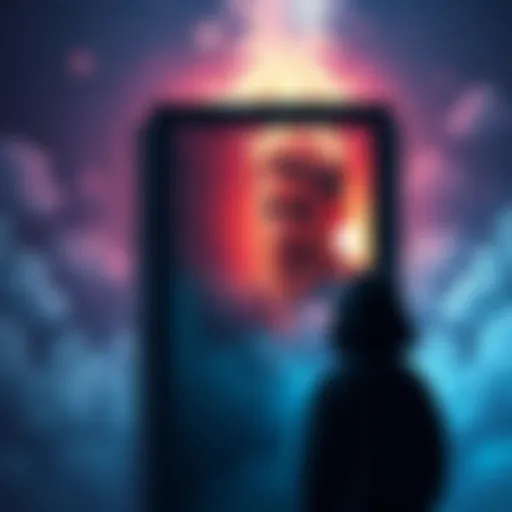 A person standing in front of a mirror, looking confused as reflections distort between a dream world and reality.