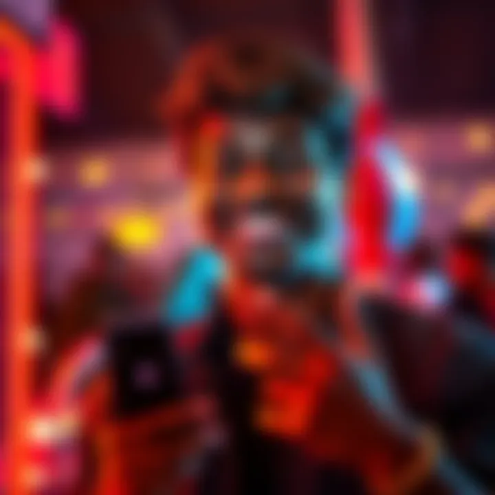 A person smiling and holding a smartphone, inviting others to join a unique dub experience through direct messages.