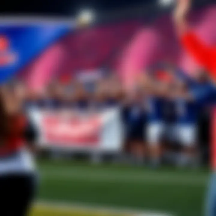 Players and fans celebrating two wins during early college games with banners and team colors