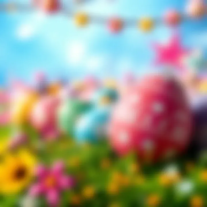 Brightly colored Easter eggs and festive decorations for holiday activities