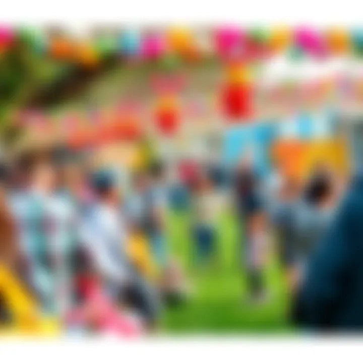 Easter Celebration Events A colorful scene of people enjoying Easter events with decorations and activities