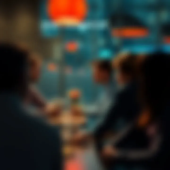 Eddie being discussed among a group of people at a café, highlighting recent topics of interest.