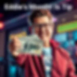 Eddie holding a cash tip of $10, celebrating the announcement for Winner Jz75