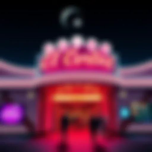Entrance to El Cortez Casino in Las Vegas with neon lights and people walking in