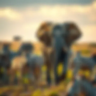 Elephant Wangalla with Zebras A young elephant named Wangalla standing among zebras in a natural setting, symbolizing hope for orphaned elephants.