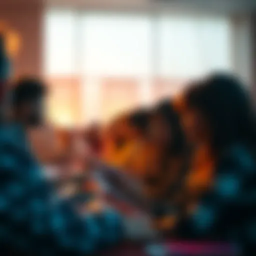 People sharing heartfelt stories during an emotional meeting, with some visibly in tears, creating a warm atmosphere of connection.