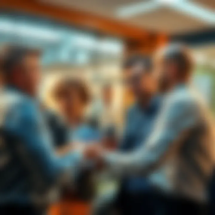 Employees Engaging in Betting at Work Group of coworkers discussing bets during lunch break in an office setting