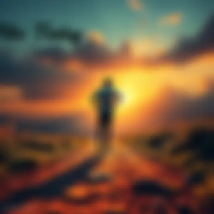 A person with a confident posture standing on a path, symbolizing personal growth and empowerment.